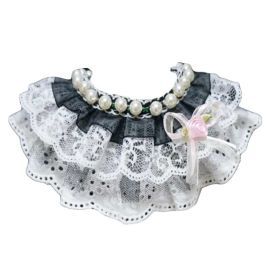 Black Beads Princess Retro Style Lace Collars Handmade Cat/Dog Necklace 8.2-11.2