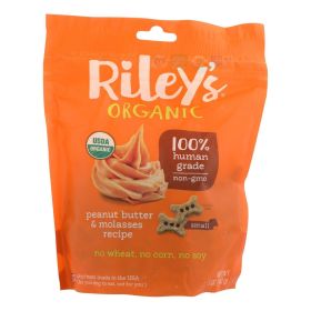 Riley's Organics Organic Dog Treats, Peanut Butter & Molasses Recipe, Small - Case of 6 - 5 OZ