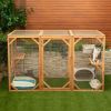 Large Cat Cage, Wooden Cat Catio Enclosure with Solar Flat Roof, Platforms, Sisal Rope Pedals, Hammock, Door, Indoor and Outdoor Pet Playpen