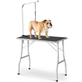 small size 30&quot; steel legs foldable nylon clamp adjustable arm rubber mat pet grooming table