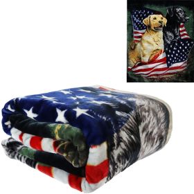 Plush Throw Blanket - Patriotic Dogs - QUEEN BED 79"x 95" - Faux Fur Blanket For Beds, Sofa, Couch, Picnic, Camping