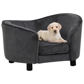Dog Sofa Dark Gray 27.2"x19.3"x15.7" Plush
