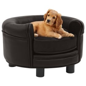 Dog Sofa Brown 18.9"x18.9"x12.6" Plush and Faux Leather