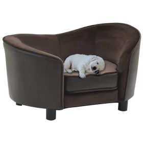 Dog Sofa Brown 27.2"x19.3"x15.7" Plush and Faux Leather