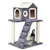 Cat Tree House 36 Inch Tower Condo Scratching Post Ladder Gray