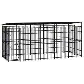 Outdoor Dog Kennel with Roof Steel 99.2 ftÂ²
