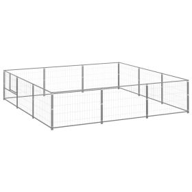 Dog Kennel Silver 96.9 ftÂ² Steel