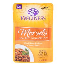 Wellness Pet Products Cat Food - Morsels with Chicken and Salmon In Savory Sauce - Case of 24 - 3 oz.