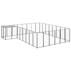 Dog Kennel Black 169.3 ftÂ² Steel