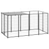 Dog Kennel Black 26 ftÂ² Steel