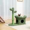 Fully Wrapped  2 In1 Cactus Cat Tree Condo With Dangling Ball