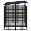 Outdoor Dog Kennel with Roof Steel 59.5 ftÂ²