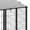 Dog Kennel Black 78.1 ftÂ² Steel