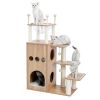 (Do Not Sell on Amazon) Modern Wooden Cat Tree Multi-Level Cat Tower With Fully Sisal Covering Scratching Posts, Deluxe Condos And Large Space Capsule