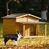 GO 47.2 ' Large Wooden Dog House Outdoor, Outdoor & Indoor Dog Crate, Cabin Style, With Porch, 2 Doors