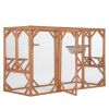 Large Cat Cage, Wooden Cat Catio Enclosure with Solar Flat Roof, Platforms, Sisal Rope Pedals, Hammock, Door, Indoor and Outdoor Pet Playpen
