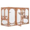 Large Cat Cage, Wooden Cat Catio Enclosure with Solar Flat Roof, Platforms, Sisal Rope Pedals, Hammock, Door, Indoor and Outdoor Pet Playpen