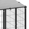 Dog Kennel Black 169.3 ftÂ² Steel