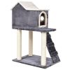 Cat Tree House 36 Inch Tower Condo Scratching Post Ladder Gray