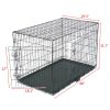 48" Pet Kennel Cat Dog Folding Crate Animal Playpen Wire Cage With Plastic Pan 2 Door