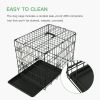 48" Pet Kennel Cat Dog Folding Crate Animal Playpen Wire Cage With Plastic Pan 2 Door