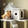 Cat Tree House 36 Inch Tower Condo Scratching Post Ladder Gray