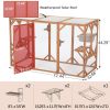 Large Cat Cage, Wooden Cat Catio Enclosure with Solar Flat Roof, Platforms, Sisal Rope Pedals, Hammock, Door, Indoor and Outdoor Pet Playpen