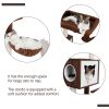(Do Not Sell on Amazon) All-in-One Multi-Functional Cat Tree Modern Wood Cat Tower with Cat Washroom Litter Box House, Cat Condo, Top Perch, Large Ham