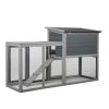 Wooden Rabbit Hutch Chicken Coop with 1 Removable Tray and 3 Lockable Doors for Indoor and Outdoor Use, Gray+White XH
