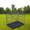 24" Pet Kennel Cat Dog Folding Crate Animal Playpen Wire Cage With Plastic Pan 2 Door