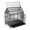 37"L x 41"H Heavy Duty Metal Dog Kennel Cage Crate with 4 Universal Wheels, Openable Pointed Top and Front Door, Black