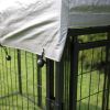 Dog Kennel with Roof Cover Heavy Duty Dog Crate for Medium and Large-sized Dogs, Black (Sandblasted)