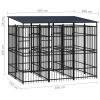 Outdoor Dog Kennel with Roof Steel 59.5 ftÂ²