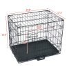 24" Pet Kennel Cat Dog Folding Crate Animal Playpen Wire Cage With Plastic Pan 2 Door