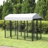 Dog Kennel with Roof Cover Heavy Duty Dog Crate for Medium and Large-sized Dogs, Black (Sandblasted)