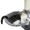 Modern Large Cat Tree with Spacious Condo, Large Top Perch, Cozy Hammock, Scratching Post, Climbing Ladder, Feeding Bowl and Cat Interactive Toy For B