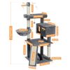 Modern Large Cat Tree with Spacious Condo, Large Top Perch, Cozy Hammock, Scratching Post, Climbing Ladder, Feeding Bowl and Cat Interactive Toy For B