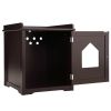 Cat Litter Box Enclosure, Wooden Cat Washroom with Vent Holes, Cat House Nightstand Side Table for Bedroom, Living Room, Brown XH