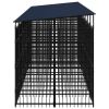 Outdoor Dog Kennel with Roof Steel 158.8 ftÂ²