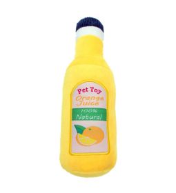 Creative Dog Toys Juice Bottle Shape Pet Toy Plush Filled Squeaky (Color: Yellow)