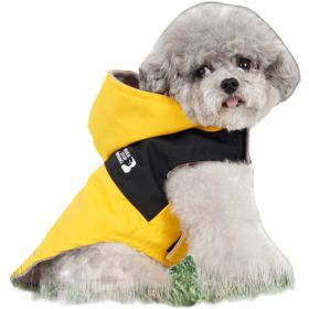 Dog Raincoat with Hood and Leash Hole, Adjustable Belly Strap, Reflective Strips, Lightweight Slicker Poncho Rain Jacket Coat for Small Medium Dogs an (Color: Yellow)