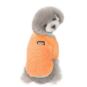 cat and dog clothes autumn and winter warm and fleece (Color: Orange, size: XXL)