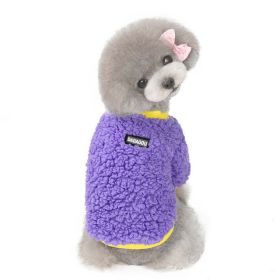 cat and dog clothes autumn and winter warm and fleece (Color: Purple, size: S)
