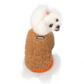 cat and dog clothes autumn and winter warm and fleece (Color: Brown, size: XXL)