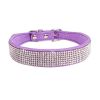 Crystal Dog Collar Solid Color Leather