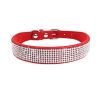 Crystal Dog Collar Solid Color Leather