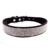 Crystal Dog Collar Solid Color Leather