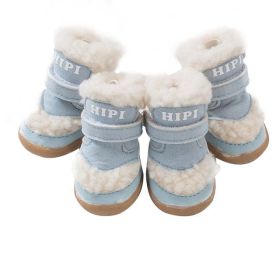 Wholesale autumn winter dog shoes warm snow boots (Color: Blue, size: M(3))