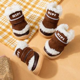 Wholesale autumn winter dog shoes warm snow boots (Color: Coffee, size: XS (1))