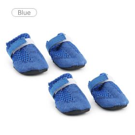 Wholesale 4pcs/set waterproof winter non-slip rain boots (Color: Blue, size: L)